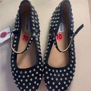 Steve Madden Black Flats with Silver Accents